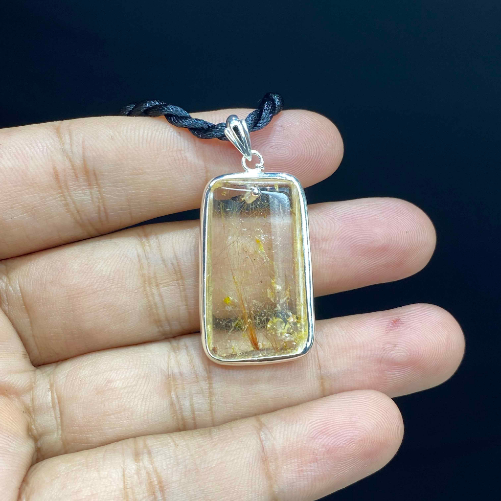 Mặt Dây Chuyền Đá TA Tóc Vàng Tự Nhiên Đeo Phong Thuỷ M03