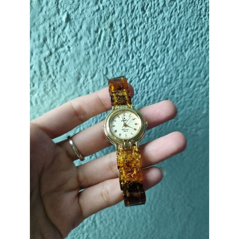 Đồng hồ nữ Buren nhật dây hổ phách amber