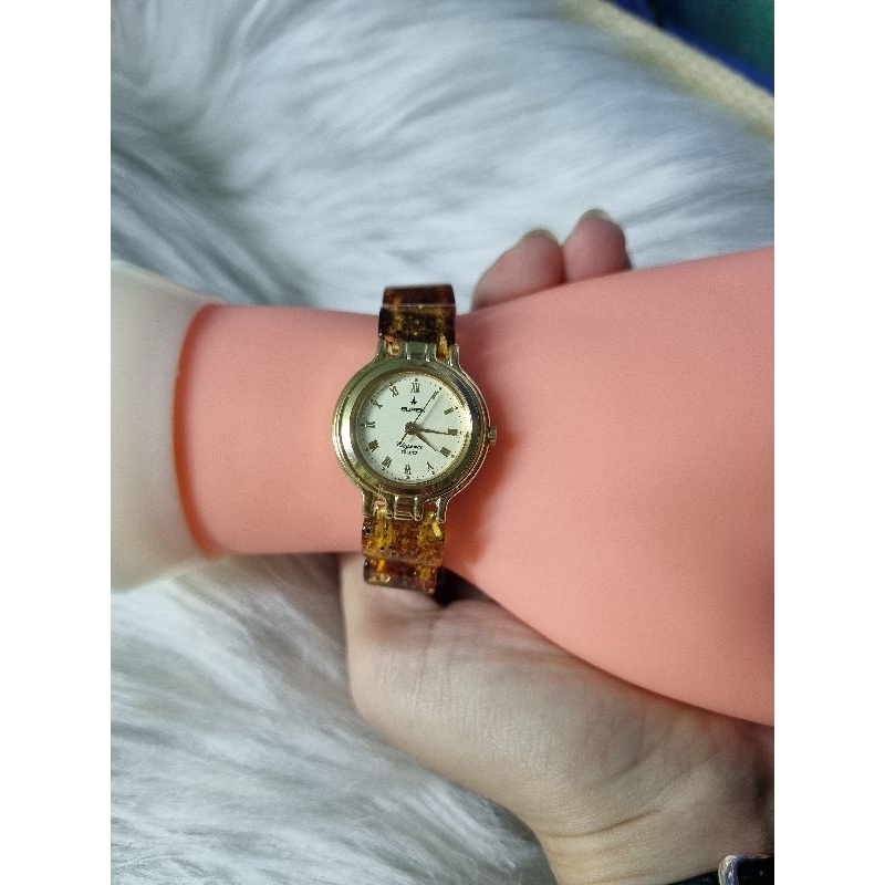 Đồng hồ nữ Buren nhật dây hổ phách amber
