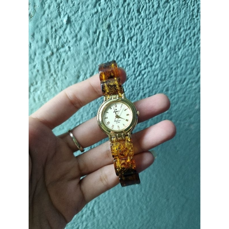 Đồng hồ nữ Buren nhật dây hổ phách amber