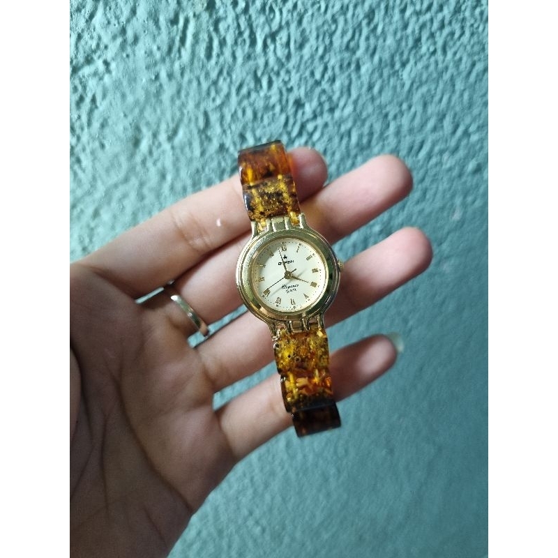 Đồng hồ nữ Buren nhật dây hổ phách amber