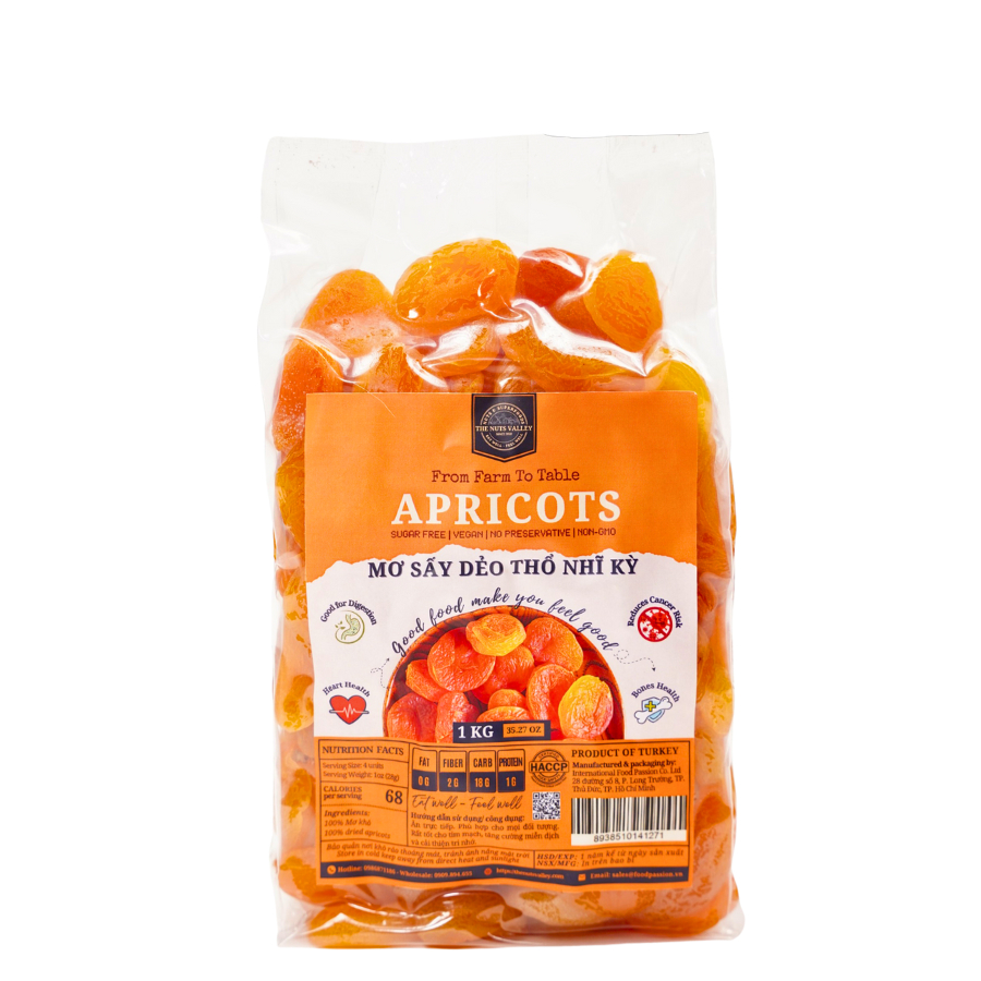 Mơ Sấy Dẻo nhập khẩu Thổ Nhĩ Kỳ Không Đường - DRIED APRICOT TURKEY The Nuts Valley