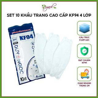 Set 10 Khẩu trang cao cấp KF94 4 lớp - Khẩu trang người lớn, khẩu trang y tế chính hãng, kháng khuẩn tốt- Orgavil