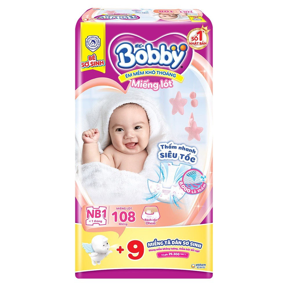 MIẾNG LÓT SƠ SINH BOBBY NEWBORN 1 108 MIẾNG