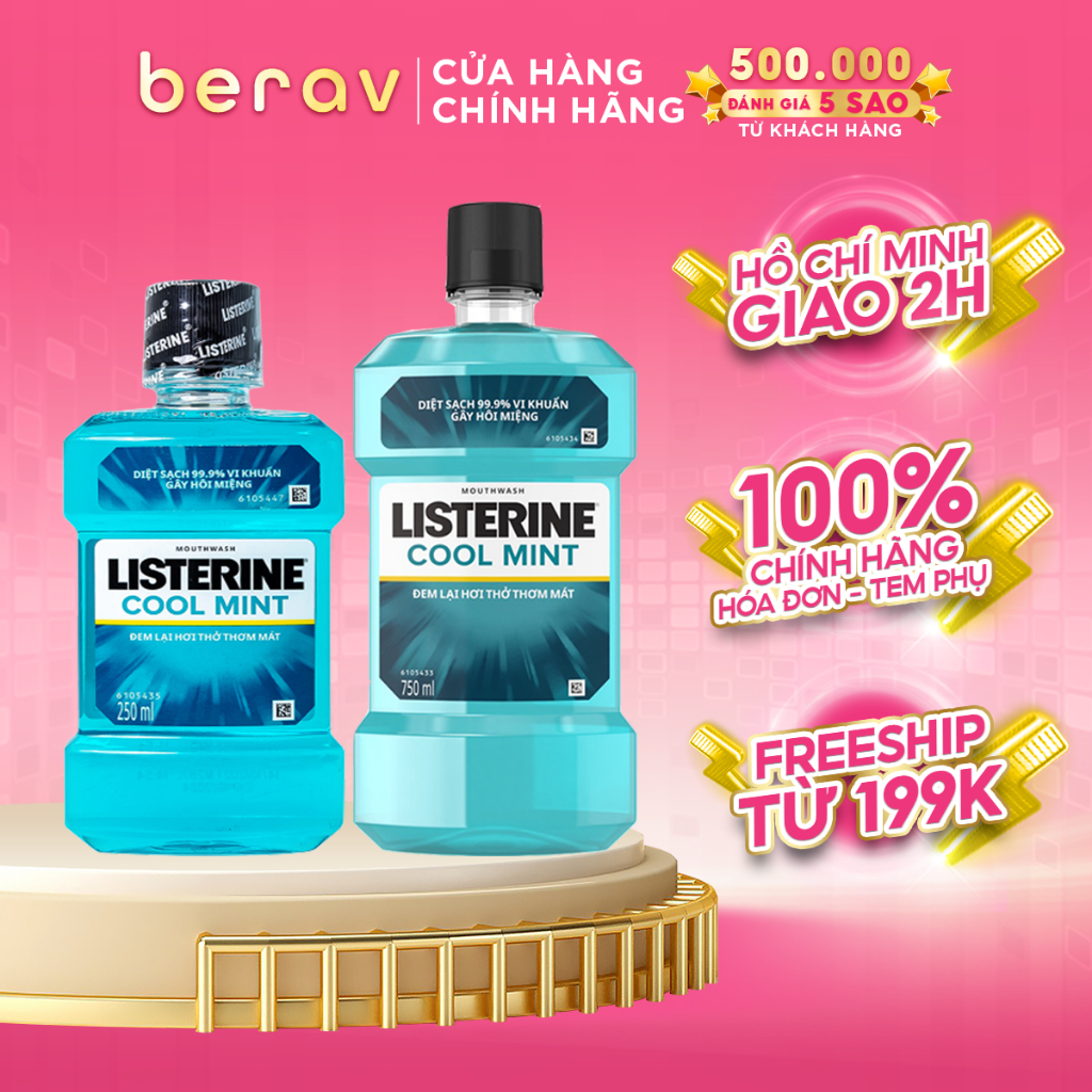 Nước Súc Miệng Listerine Diệt Khuẩn, Giữ Hơi Thở Thơm Mát Listerine Coolmint Mouthwash 250/750ml