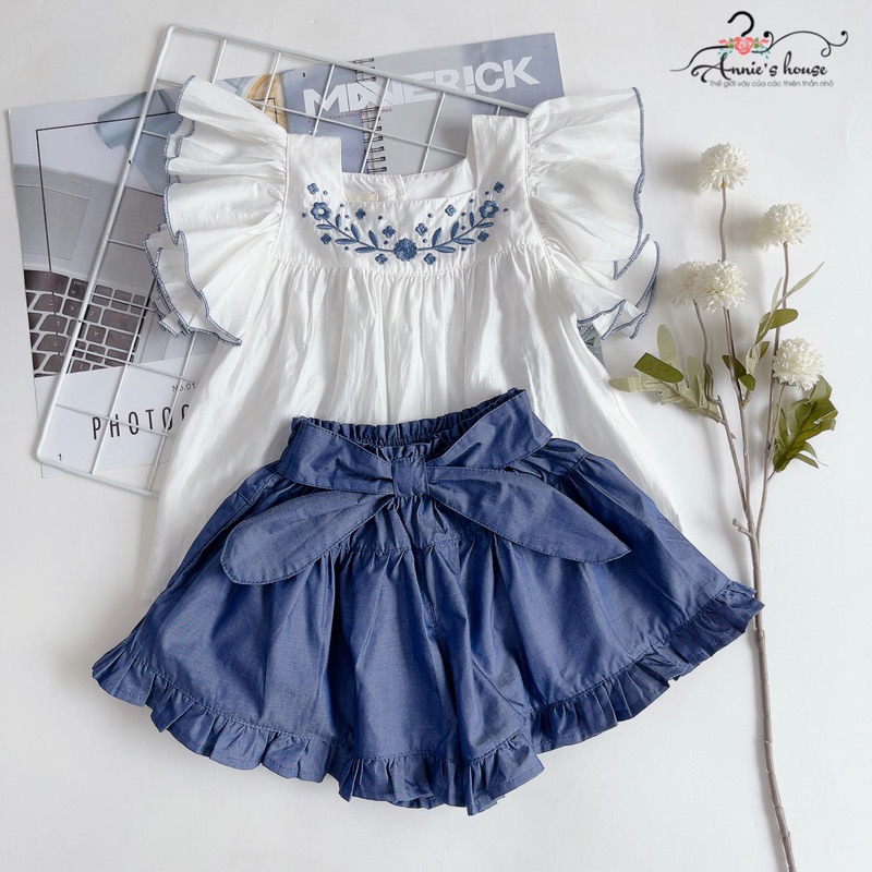 Đồ bộ bé gái Annie, set bộ áo trắng cho bé từ 9-32kg