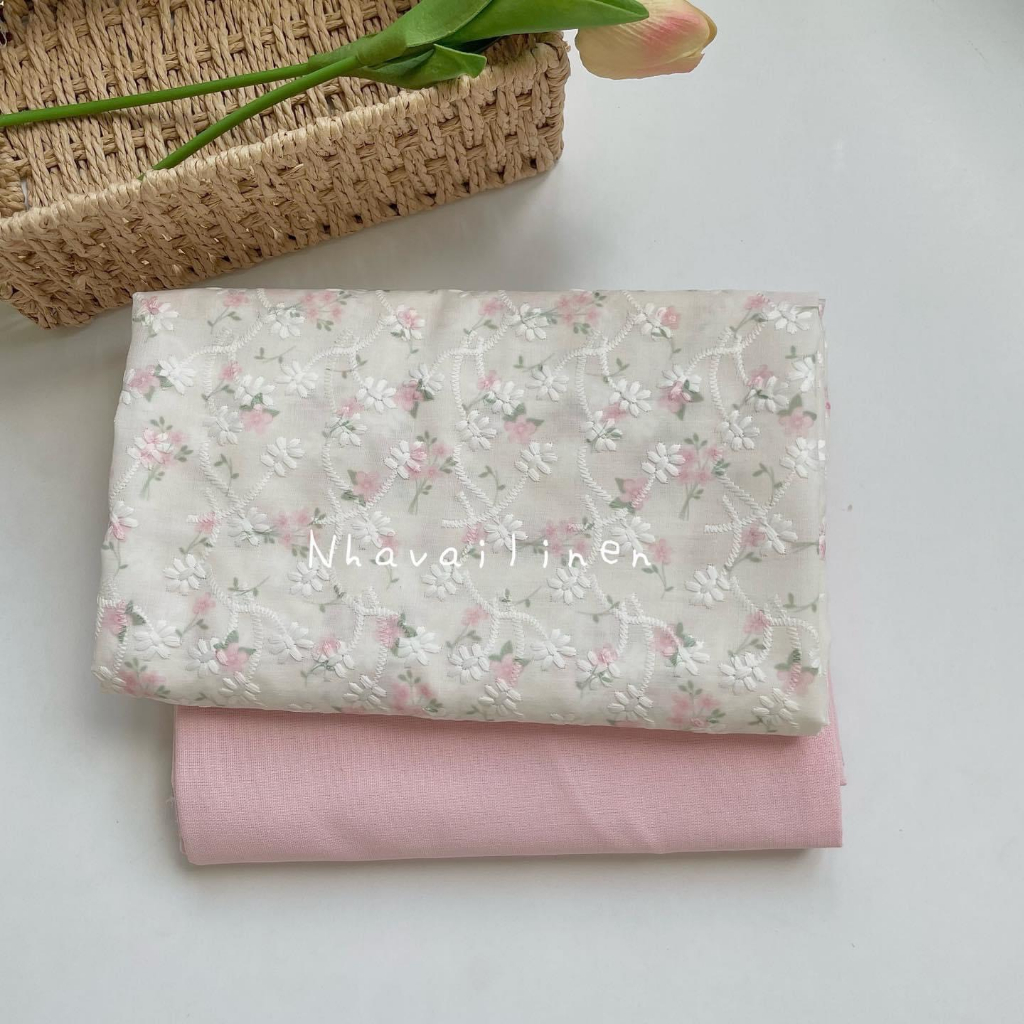 BOI THÊU HOA HỒNG MỚI NHÀ VẢI LINEN