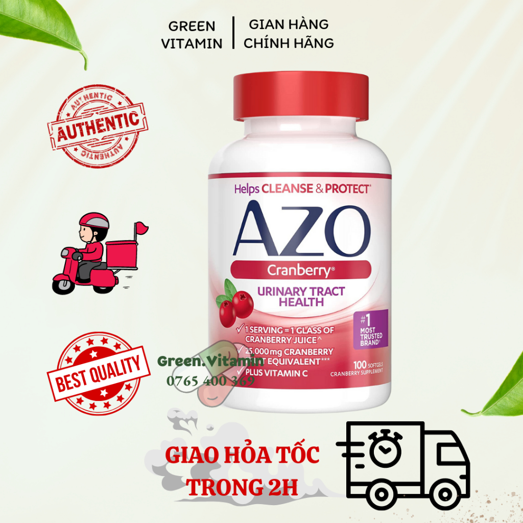 Azo Cranberry 25000mg - Viên uống hỗ trợ bàng quang và tiết niệu 100 viên