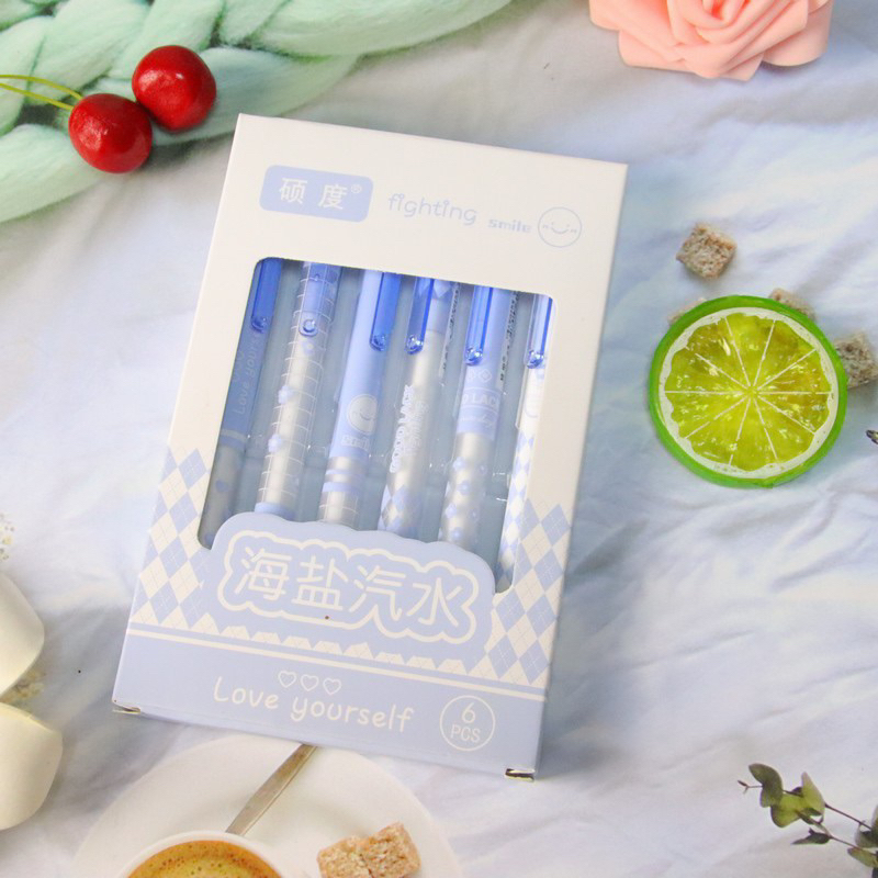 Lẻ 1 chiếc bút gel mực đen dễ thương màu sắc kẻ caro