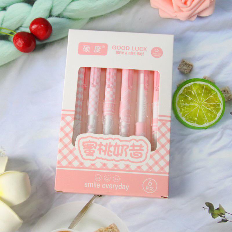 Lẻ 1 chiếc bút gel mực đen dễ thương màu sắc kẻ caro