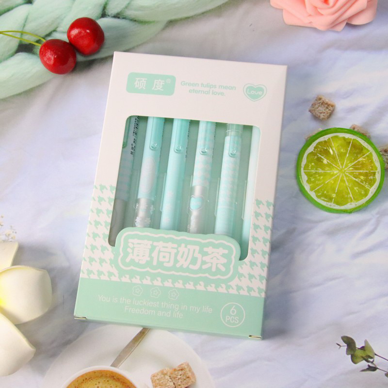 Lẻ 1 chiếc bút gel mực đen dễ thương màu sắc kẻ caro