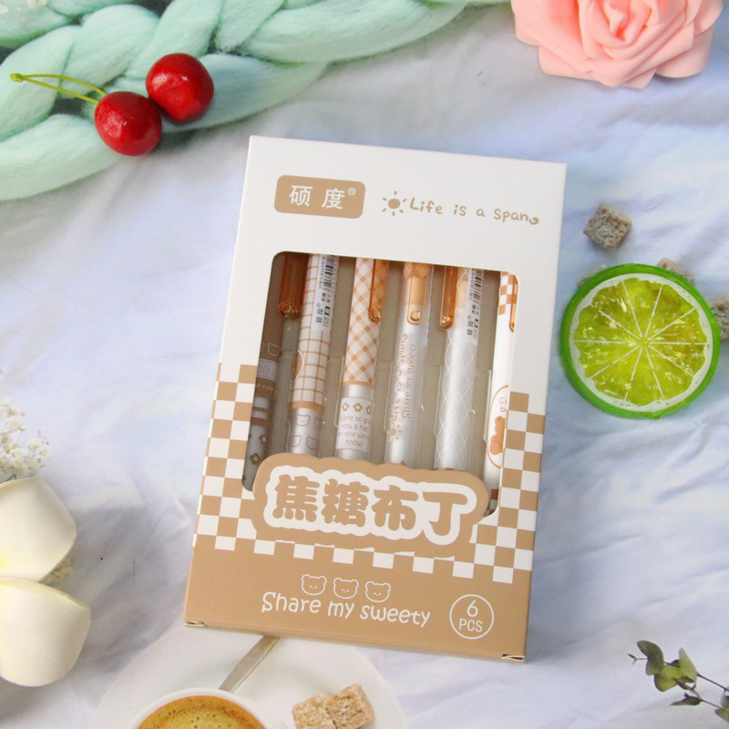 Lẻ 1 chiếc bút gel mực đen dễ thương màu sắc kẻ caro