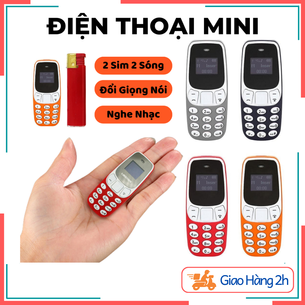 Điện Thoại Mini L8STAR 2 Sim 2 Sóng Siêu Nhỏ ,Thay Đổi Giọng Nói ,Nghe Nhạc, Có Khe Cắm Thẻ Nhớ
