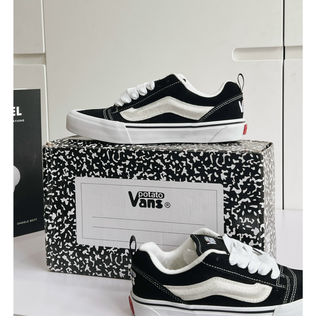 Giày Thể Thao Vans_Vault UA Knu-Skool VR3 Black White, Giày Sneaker Van Potato Dây Cổ Thấp