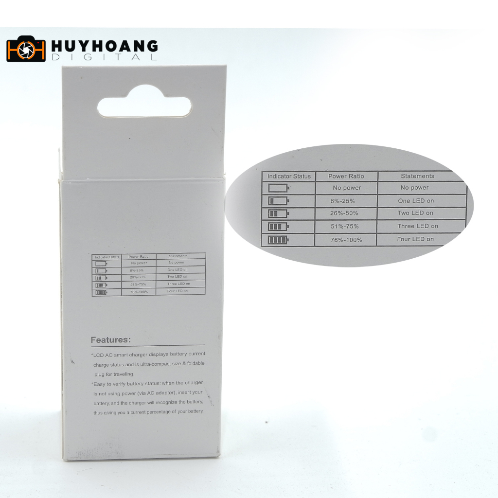 Sạc pin máy ảnh Canon LP-E6 - LCD hiển thị pin