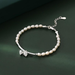 Lắc tay bạc s925 thương hiệu AROCH Jewelry hoạ tiết hoa sen S5598