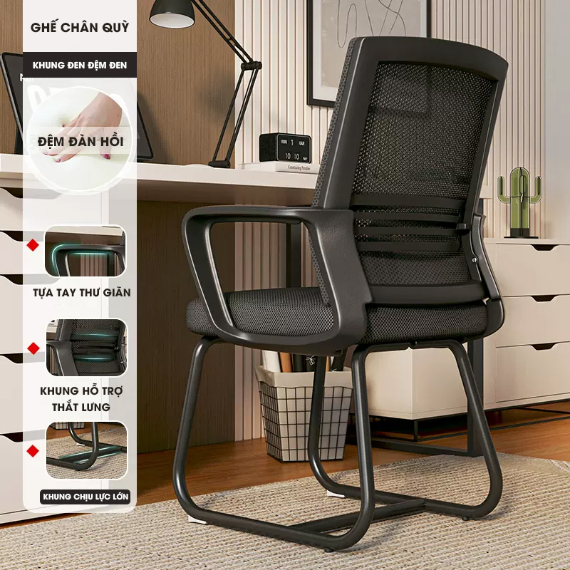 Ghế văn phòng chân quỳ lưng cao, Khung thép siêu bền, lưng lưới thoáng mát Pehouse