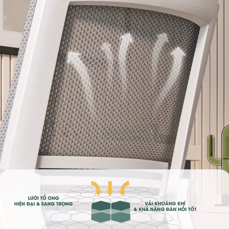 Ghế văn phòng chân quỳ lưng cao, Khung thép siêu bền, lưng lưới thoáng mát Pehouse