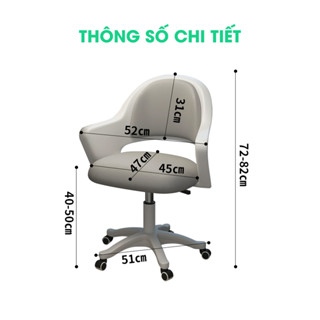 Ghế xoay ngồi làm việc 23V05 - Ghế học sinh xoay đệm ngồi dày 7cm êm ái bọc vải lưới thoáng khí