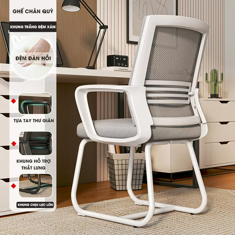 Ghế văn phòng chân quỳ lưng cao, Khung thép siêu bền, lưng lưới thoáng mát Pehouse