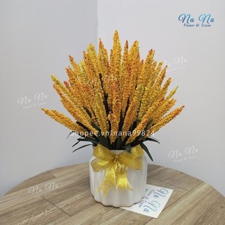 Bình hoa lavender giả chất liệu xốp cao 45cm trang trí phòng khách, tủ kệ, bàn học