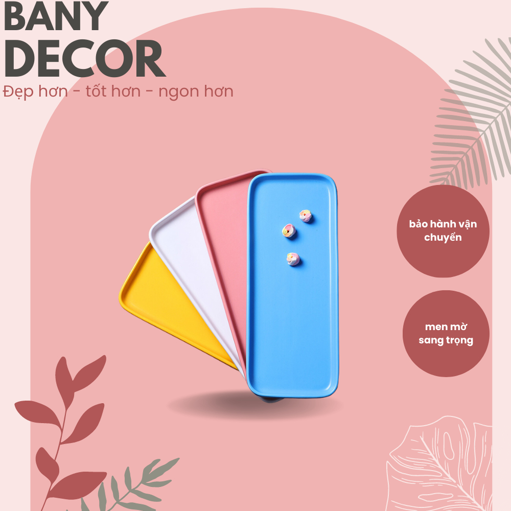 Bộ Dĩa Hình Chữ Nhật Phong Cách Bắc Âu - Kích Thước Đa Dạng 25cm và 31cm