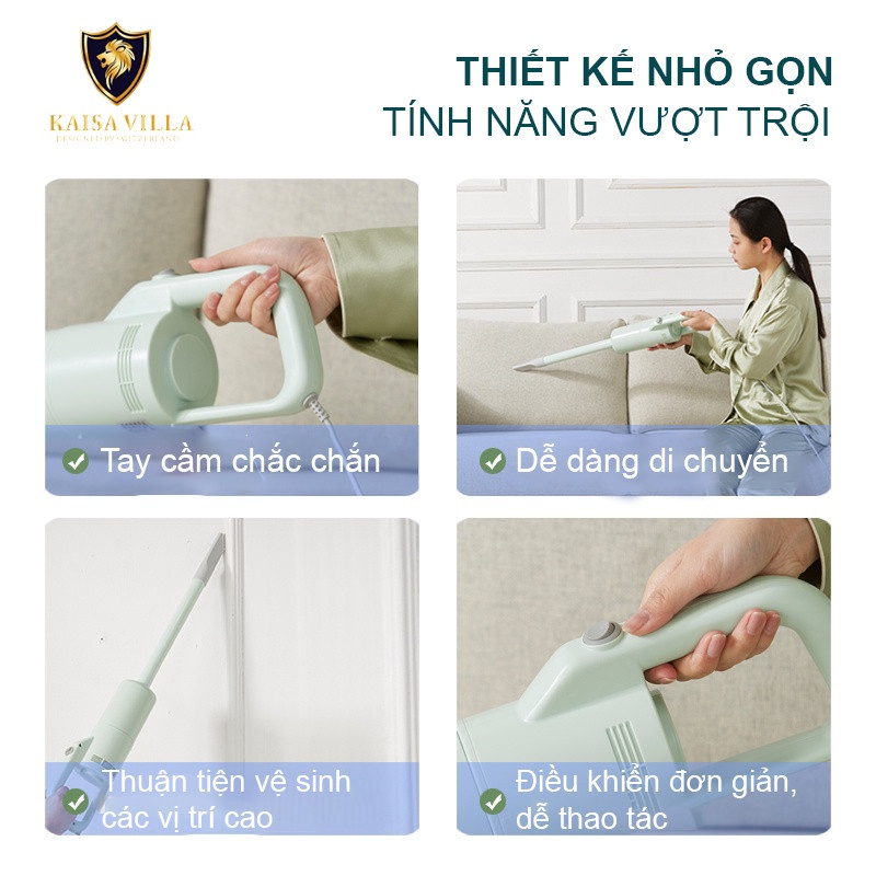 Máy hút bụi sàn nhà, thảm giường cầm tay Kaisa Villa hàng chính hãng bảo hành 12 tháng