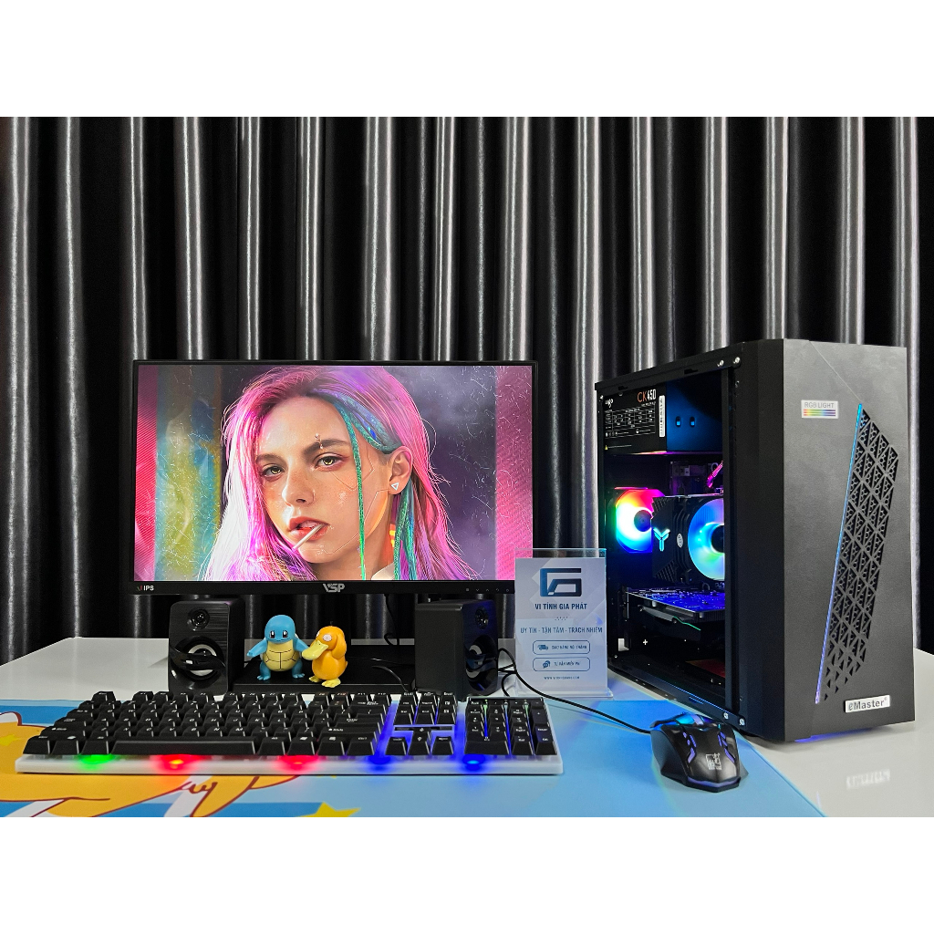 Full bộ PC Gaming chiến Lol Fifa CSGO Valorant - trọn bộ máy tính giá rẻ màn 22" ram 8G VGA 2G SSD 256G + 5 set qà tặng