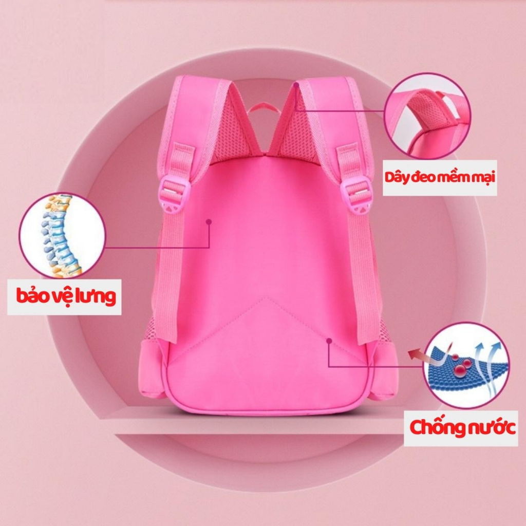 Balo cho bé, Ba lô Mẫu Giáo Nhà Trẻ 1-6 tuổi họa tiết siêu Anh hùng, Công chúa 3D