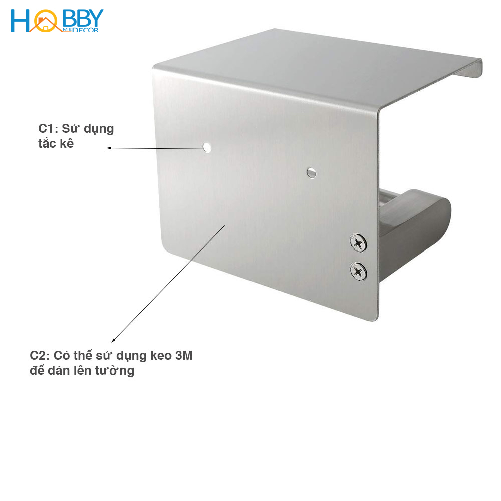 Kệ đựng cuộn giấy vệ sinh toilet có mái che nước dán tường Hobby Home Decor G3