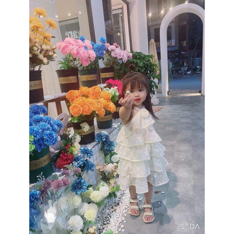 đầm công chúa ren hoa 2 lớp 5 tầng 12-40kg