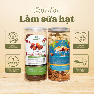 Combo làm sữa hạt dinh dưỡng FONUT 2 hũ 500g bao gồm mixed 5 loại hạt và hũ chà là