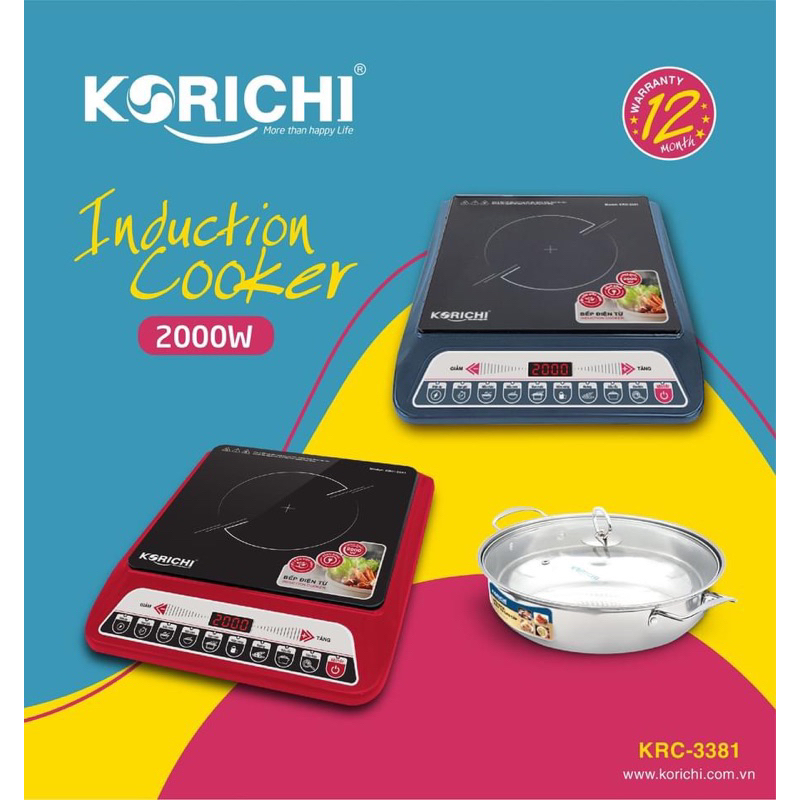 🎁Bếp Từ Đơn KORICHI-KRC 3381- 7 Chức Năng Cài Đặt Sẵn-Tặng Kèm Nồi Lẩu-Bảo Hành 12 Tháng