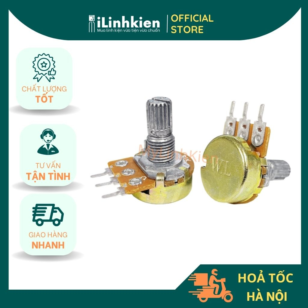 Chiết áp đơn 1K 2K 5K 10K 20K 50K 100K 250K 500K 1M WH148 15mm chất lượng cao.