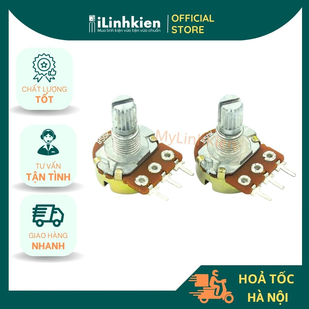 Chiết áp đơn 1K 2K 5K 10K 20K 50K 100K 250K 500K 1M WH148 15mm chất lượng cao.