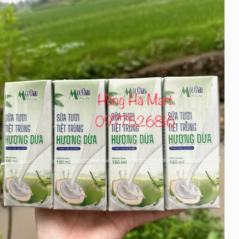 1 Lốc 4 Hộp Sữa tươi Mộc Châu Dừa Có Đường 180ml( mẫu mới)