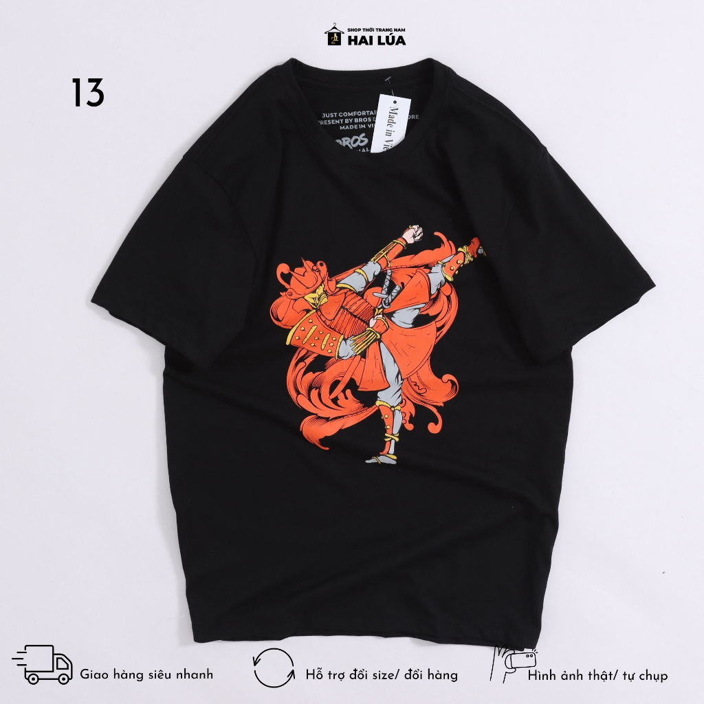 Áo thun in hình cổ tròn tay ngắn chất liệu thun cotton thoáng mát có size từ 50kg-85kg