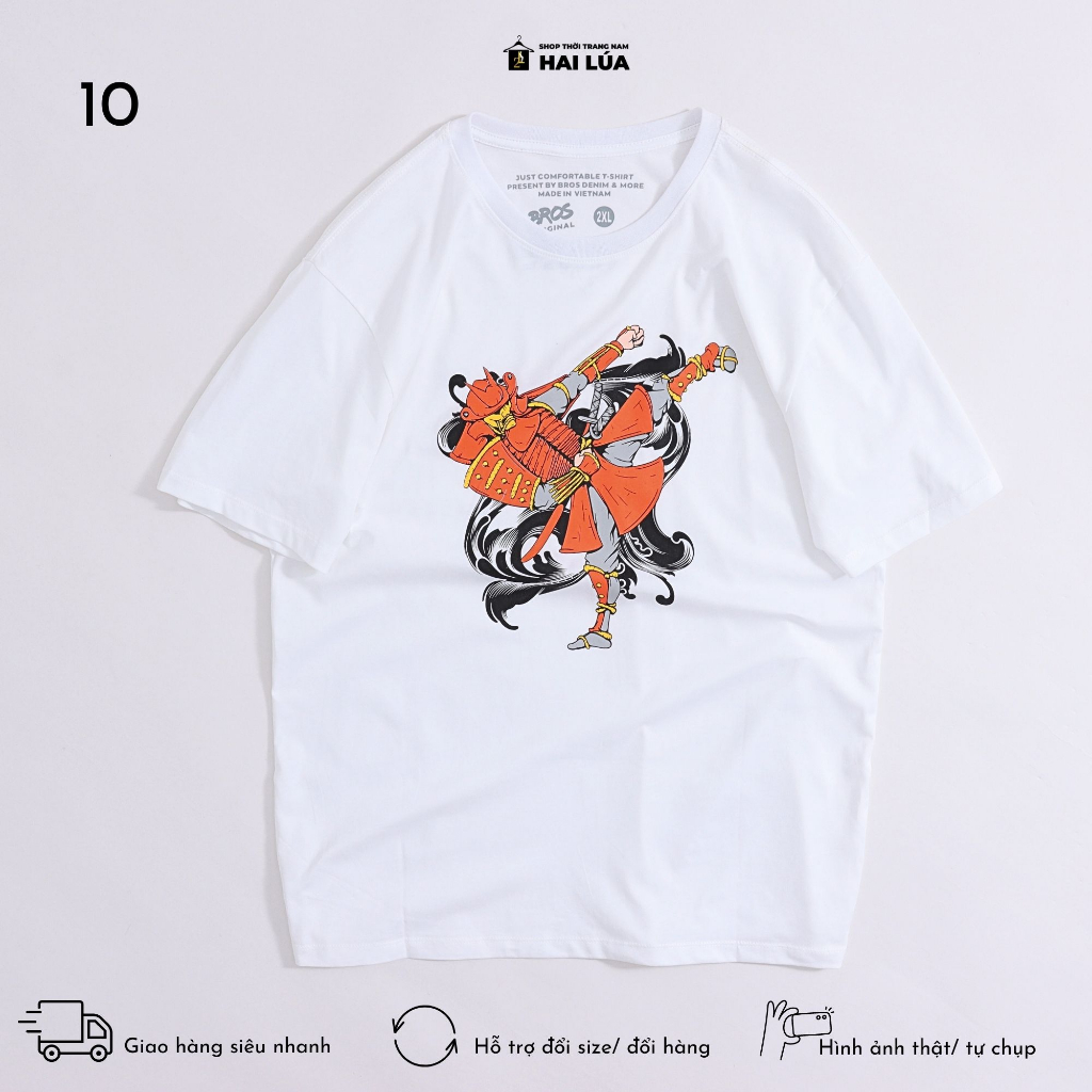 Áo thun in hình cổ tròn tay ngắn chất liệu thun cotton thoáng mát có size từ 50kg-85kg