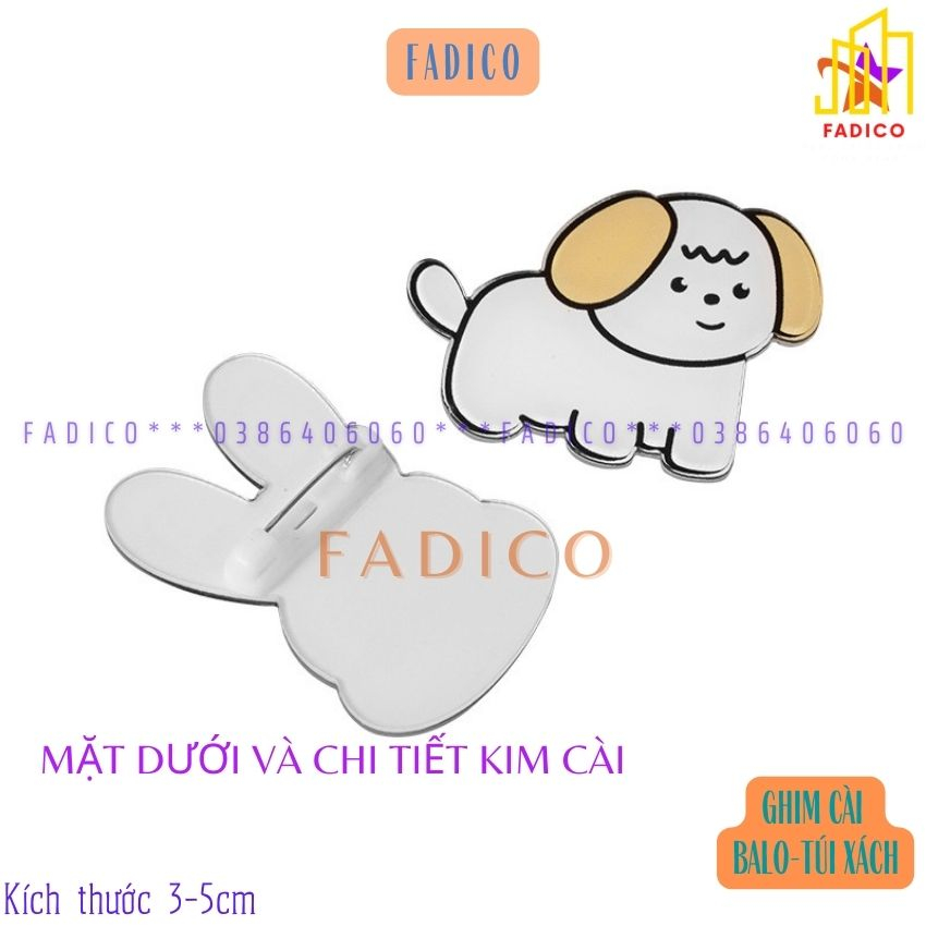 Ghim cài balo túi xách,Sticker cài áo, Pin cài balo hình ẾCH VÀ CHÓ dễ thương,kích thước 3-5cm nhựa acrylic-FADICO