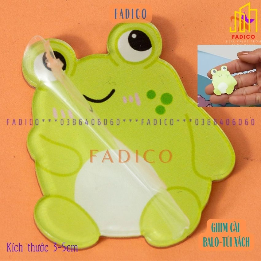 Ghim cài balo túi xách,Sticker cài áo, Pin cài balo hình ẾCH VÀ CHÓ dễ thương,kích thước 3-5cm nhựa acrylic-FADICO