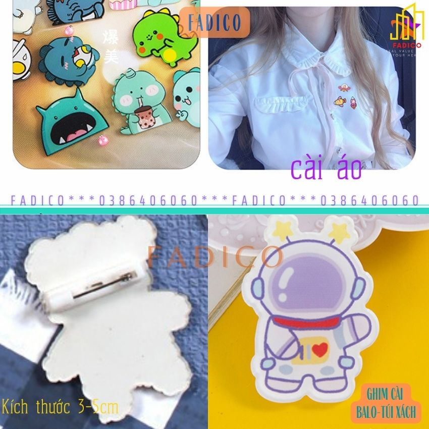 Ghim cài balo túi xách,Sticker cài áo, Pin cài balo hình PHI HÀNH GIA dễ thương,kích thước 3-5cm nhựa acrylic-FADICO