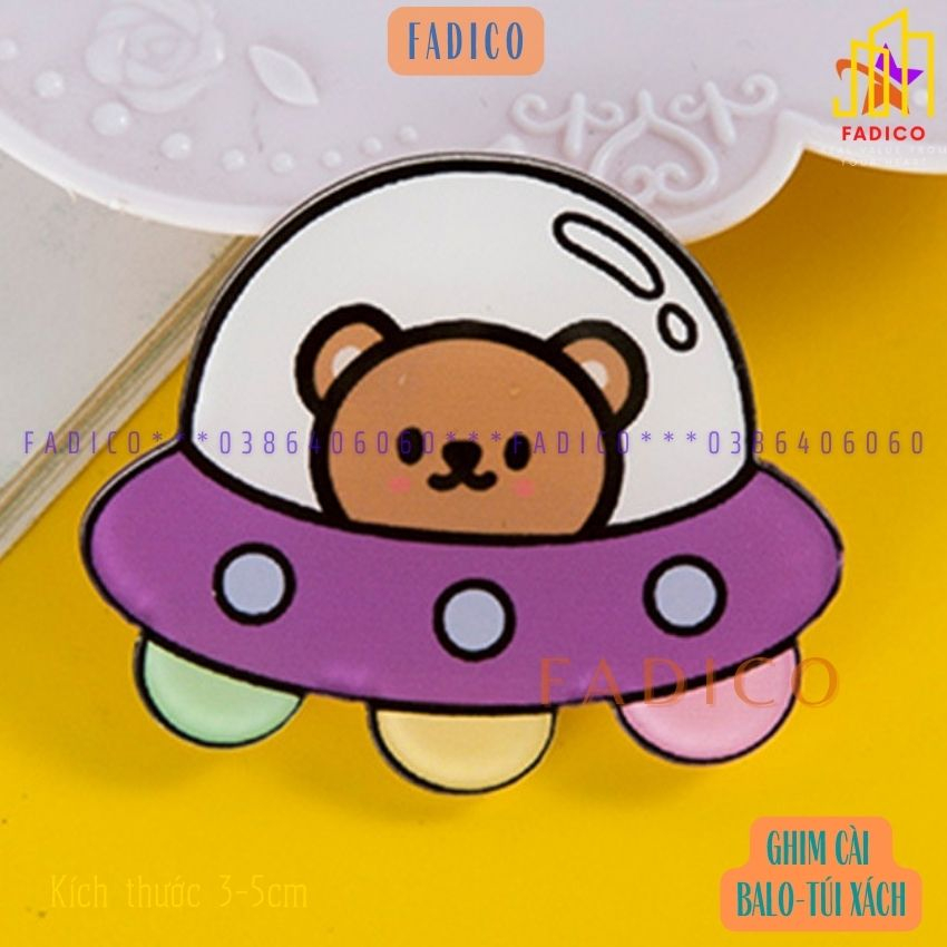 Ghim cài balo túi xách,Sticker cài áo, Pin cài balo hình PHI HÀNH GIA dễ thương,kích thước 3-5cm nhựa acrylic-FADICO