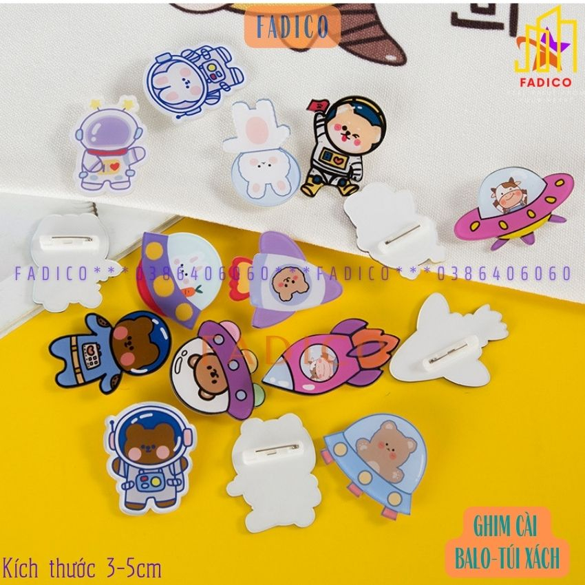 Ghim cài balo túi xách,Sticker cài áo, Pin cài balo hình PHI HÀNH GIA dễ thương,kích thước 3-5cm nhựa acrylic-FADICO