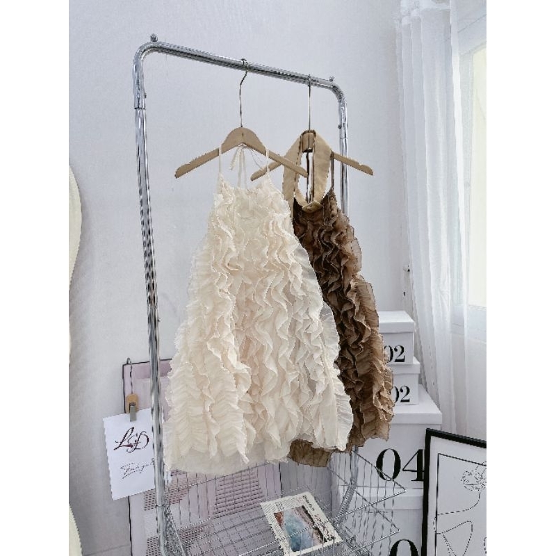 ĐẦM CỔ YẾM TƠ BÈO KÈM BELT 2M