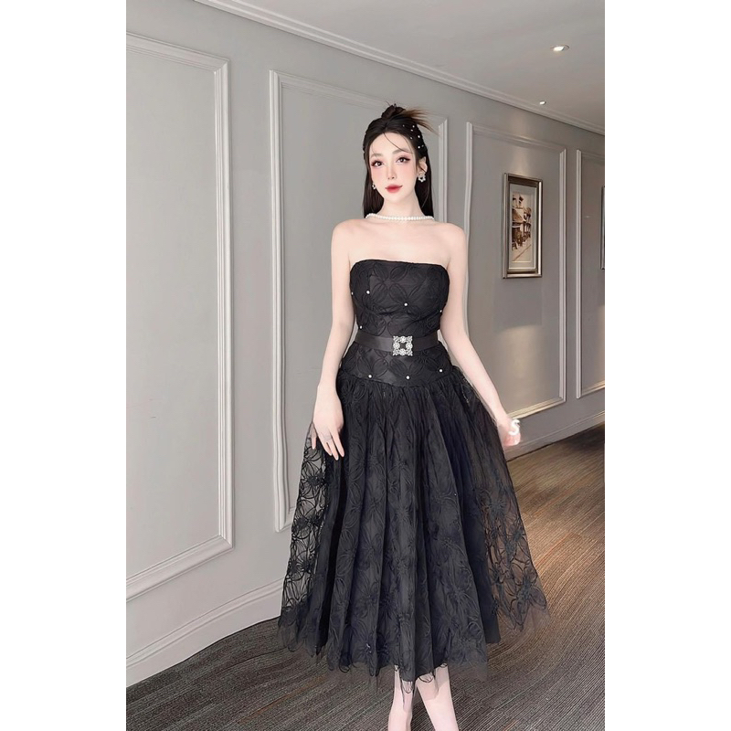 đầm cúp xoè hoa lưới