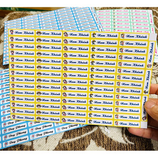 Sticker dán tên 1x4cm :73cái ép lụa