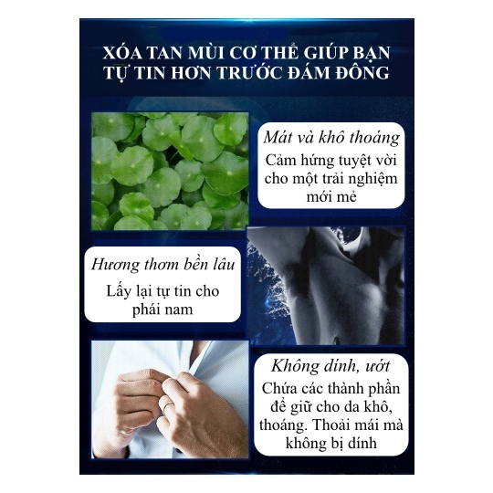 Xịt khử mùi mồ hôi toàn thân cho nam giới, ngăn mùi mồ hôi, khô thoáng body, mùi thơm, dạng xịt 80ml SPT11001