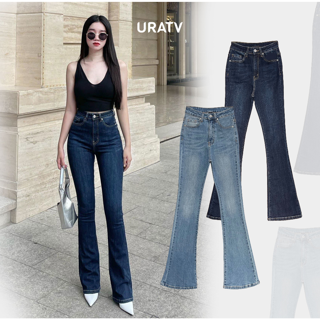 Quần jeans loe dài 105cm lưng cao phủ gót URATV | BigBuy360 - bigbuy360.vn