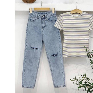 Quần Jean Baggy Bigsize rách kiểu - Kim Fashion Bigsize