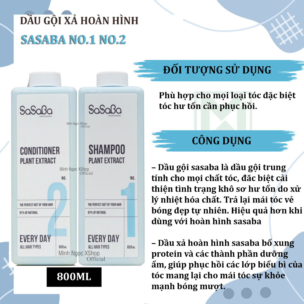 Dầu gội hoàn hình SASABA NO.1 800ML